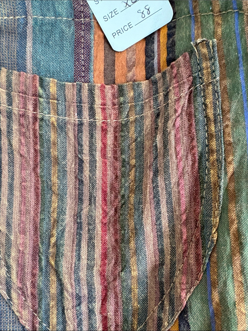 Striped Patchwork Jumpsuit with Pockets - Multicolor waist 18 inseam 32 - Picture 3 of 9